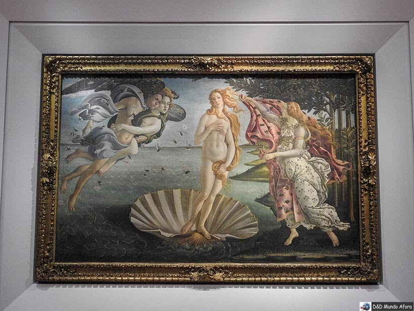 Quadro Nascimento de Venus, de Sandro Botticelli. Galeria Uffizi 