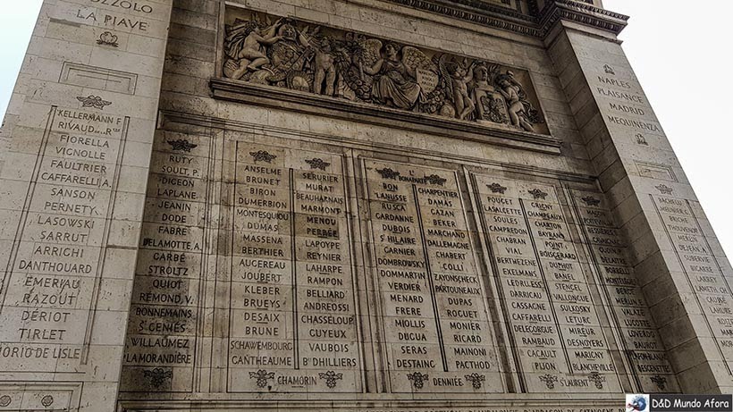 Outros nomes dos generais e batalhas gravados nos pilares