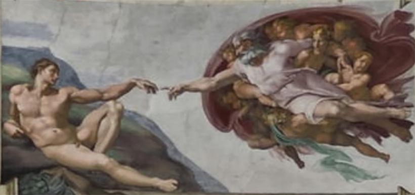 Cena da Criação de Adão, de Michelangelo